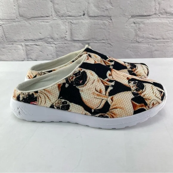 Pug Print Slip-On Clogs Shoes for Nurses Size 9 - Picture 3 of 11